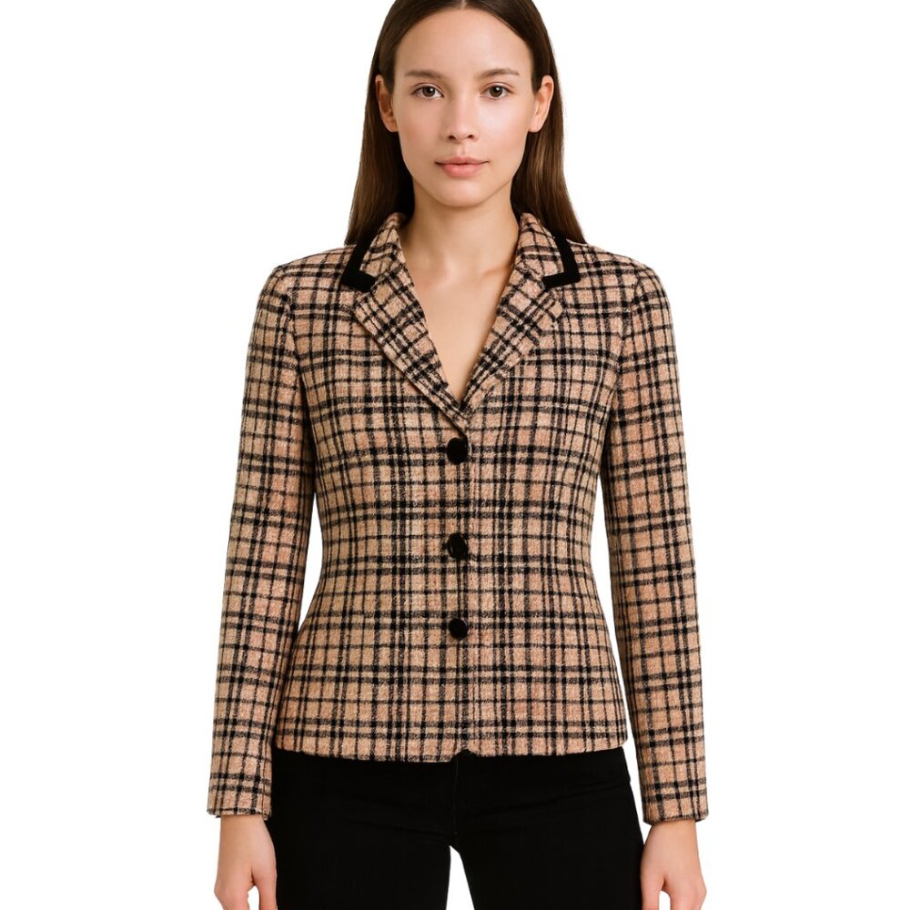 Jessica Howard, Pink Plaid Houndstooth Blazer, Size 6